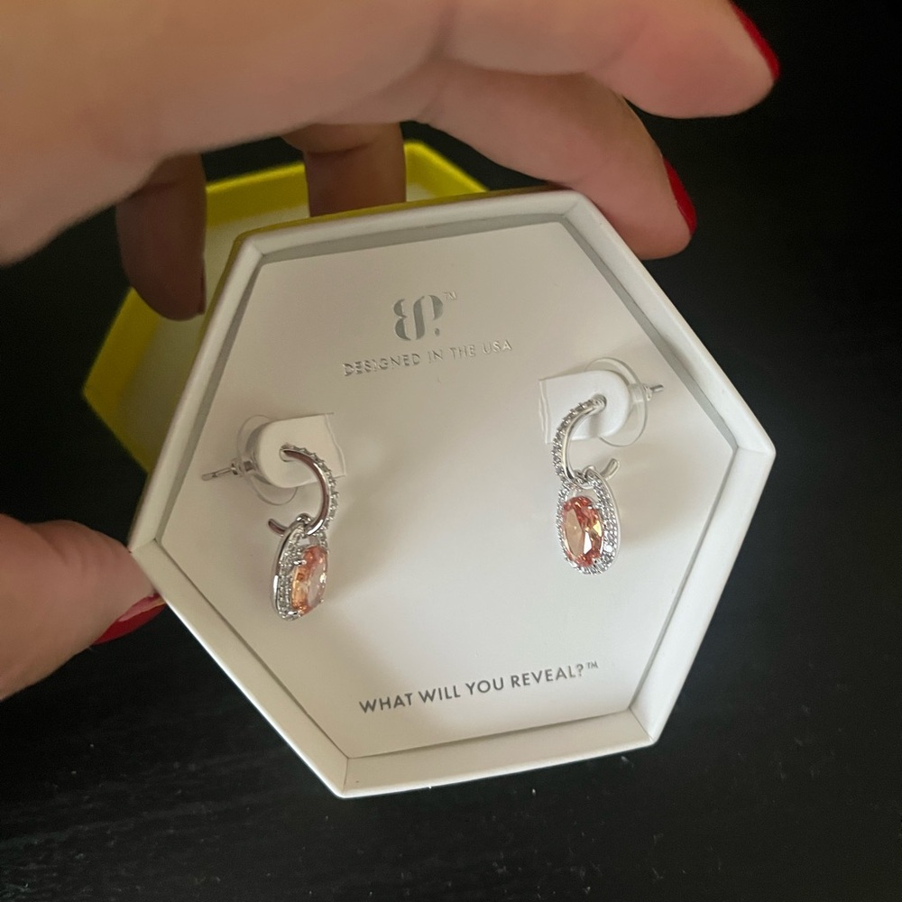 Silver and Pink Swirl Stud Earrings with Gemstone Accents